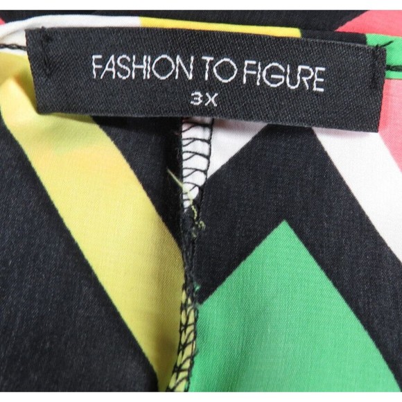 FTF Women's Multicolor Chevron Striped Dolman Sleeve Dress Plus Size 3X - Picture 13 of 14